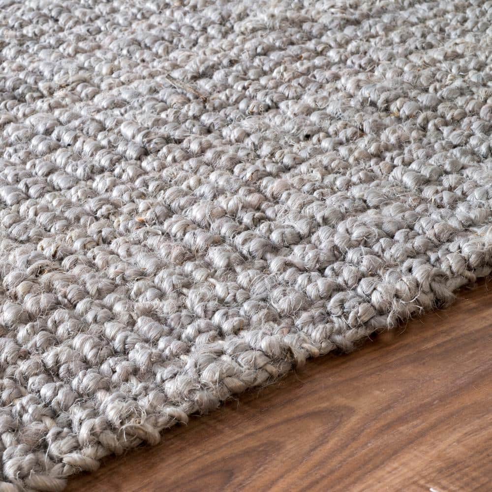 Handmade Gray Wool Braided Rectangular 5' x 7' Area Rug