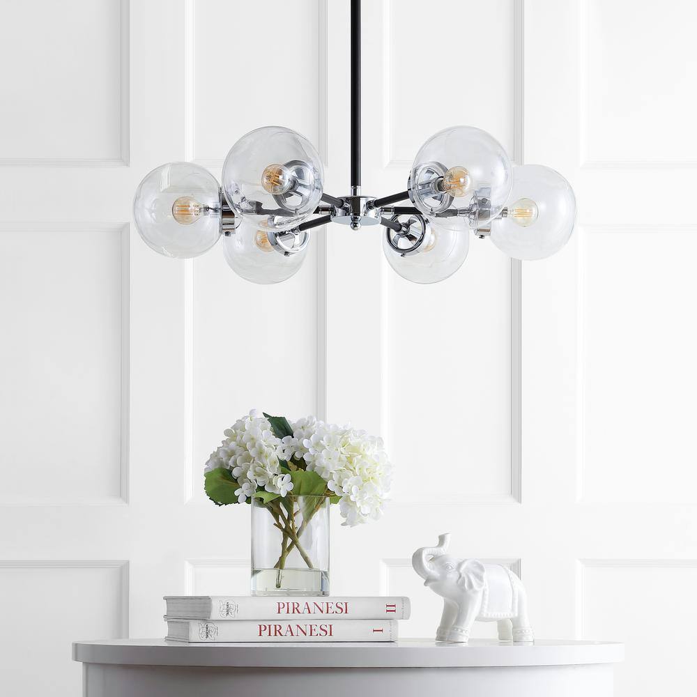 Jonathan Y Caleb 28" Black Chrome Sputnik Chandelier