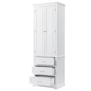 24 in. W x 15.3 in. D x 70 in. H White Linen Cabinet with 3 Drawers and Shelves for Bathroom, Kitchen