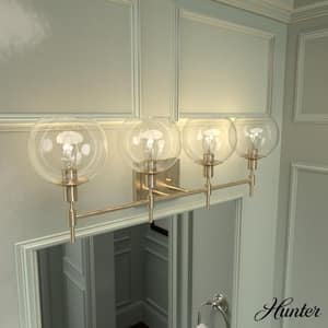 Xidane 30 in. 4-Light Alturas Gold Vanity Light with Clear Glass Shades