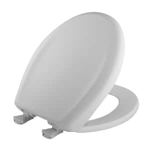 Slow Close Round Closed Front Plastic Toilet Seat in Euro White Removes for Easy Cleaning and Never Loosens