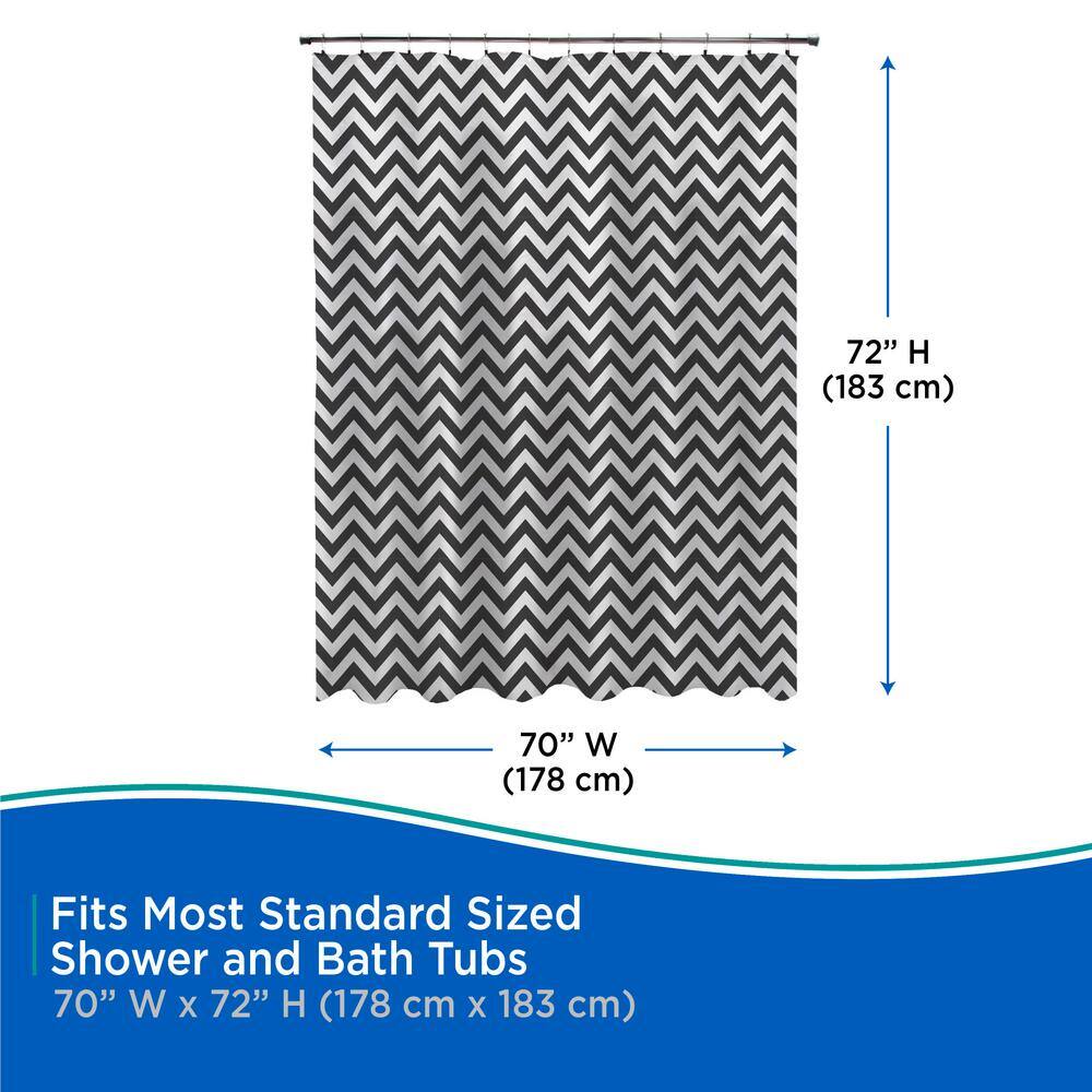 Black and White Chevron PEVA Shower Curtain Liner 70" x 72"
