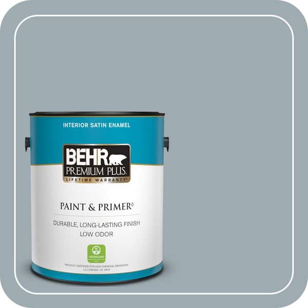 BEHR PREMIUM PLUS 1 gal. #ECC-30-1 Pelican Bay Satin Enamel Low Odor Interior Paint & Primer