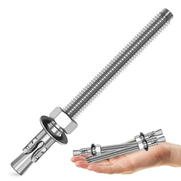 1/2 in. x 6 in. Stainless Steel Hex Nut-Head Concrete Wedge Anchors (5-Pack)