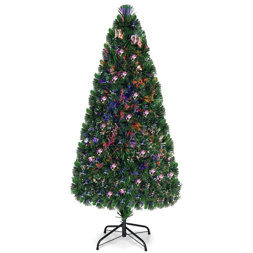 6 ft. Green Pre-Lit Artificial Fiber Optic PVC Christmas Tree