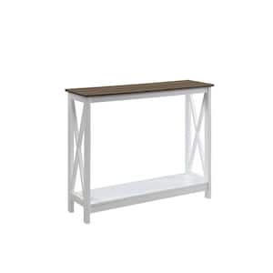 Oxford 39.5 in. L Driftwood and White 31.5 in. H Rectangle Wood Console Table with Bottom Shelf