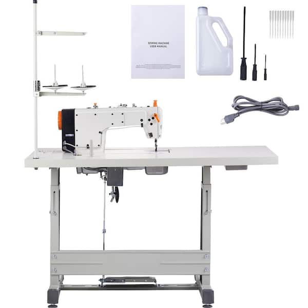 Industrial Sewing Machine, 5000 s.p.m Heavy-Duty Lockstitch Sewing Machine with 550-Watt Servo Motor and Table Stand