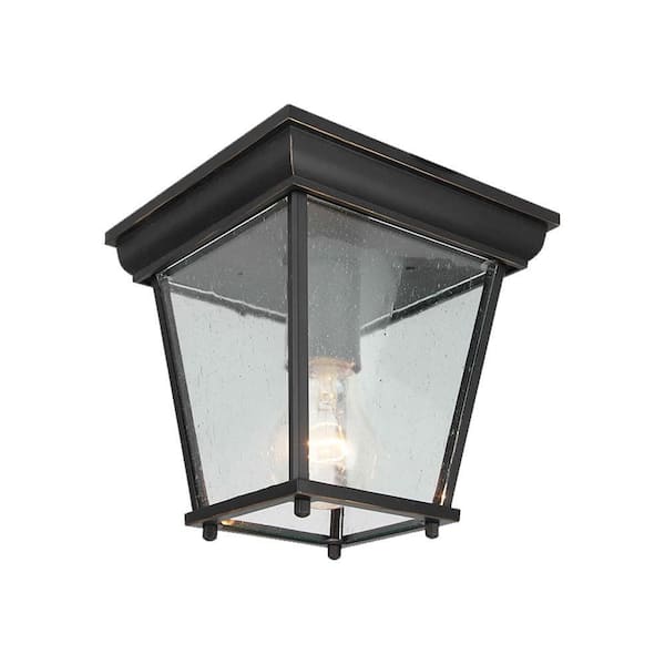 Unbranded Fe Jean 1-Light Black Outdoor Flush Mount Light with clear seedy glass
