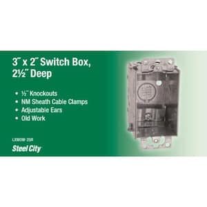 3 in. x 2 in. x 2-1/2 in 1-Gang Steel Old Work Switch Box