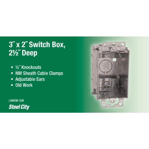 3 in. x 2 in. x 2-1/2 in 1-Gang Steel Old Work Switch Box (LXWOW-25R)