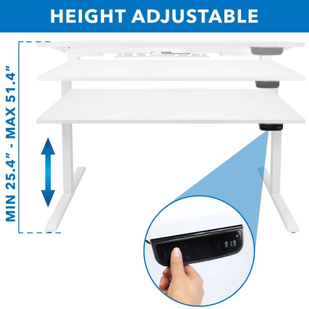 ElevatePro White Electric Adjustable Sit/Stand Desk with Touchscreen Control