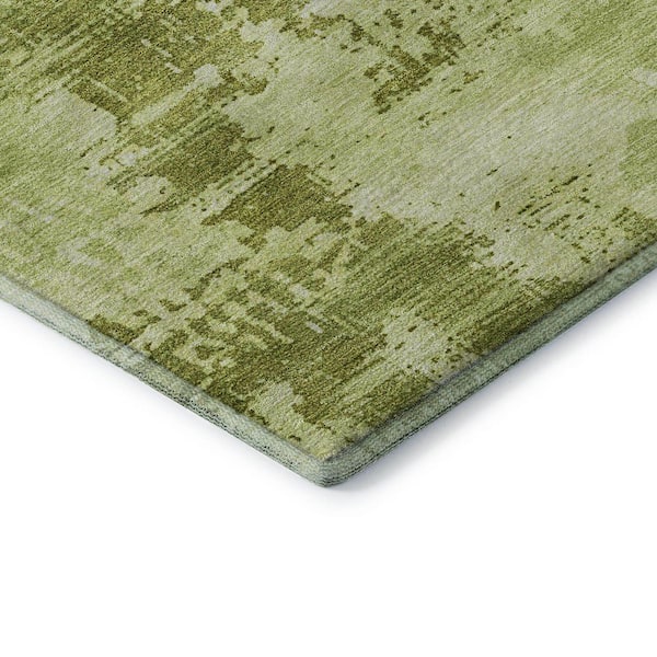 Mayfield Premium Machine Washable Abstract AMF1062 Lime 2 ft. x 3 ft. Area Rug