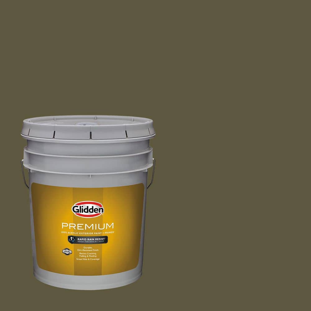 Glidden Premium 5 gal. PPG1113-7 Olive Green Semi-Gloss Exterior
