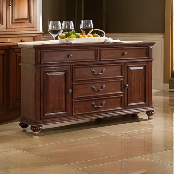 Benjara Brown 5 Drawer 65 in. Dresser Without Mirror