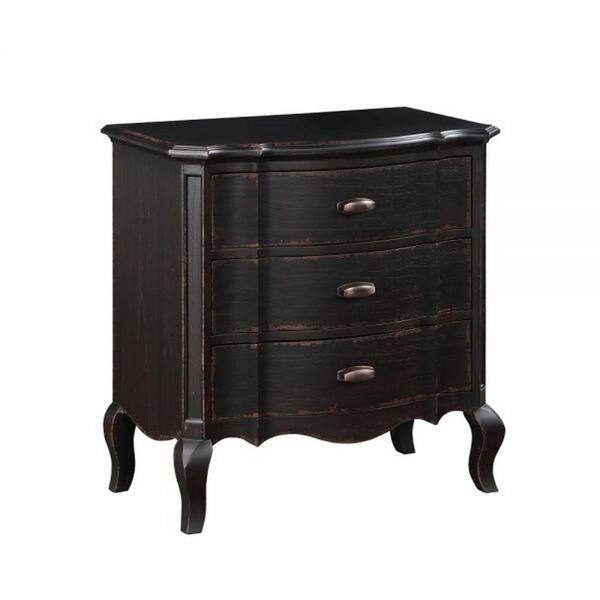 Benjara 30 in. Black 3-Drawer Wooden Nightstand