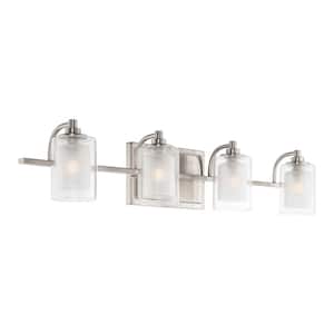 Blaise 5.75 in. 4-Light Brushed Nickel Modern LED Bathroom Vanity Light with Clear Shade