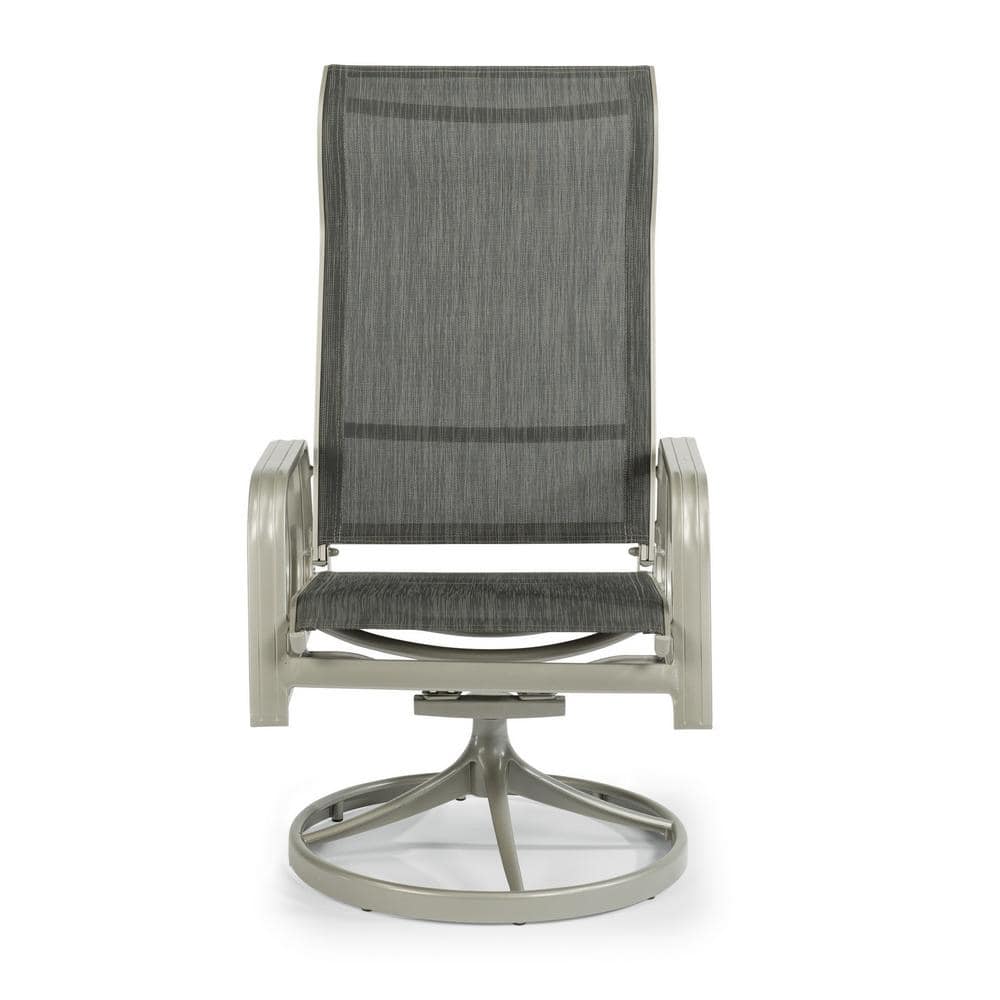 HOMESTYLES Captiva Charcoal Gray Swivel Cast Aluminum Outdoor Dining Chair