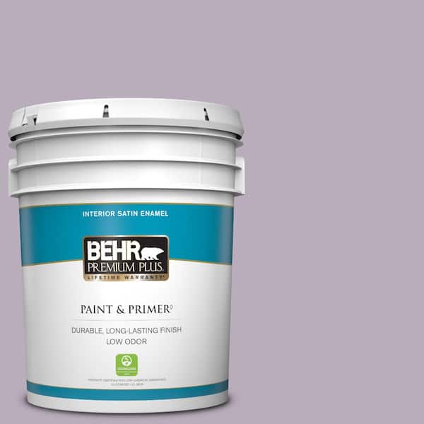 BEHR PREMIUM PLUS 5 gal. Home Decorators Collection #HDC-SP14-12 Exclusive Violet Satin Enamel Low Odor Interior Paint & Primer