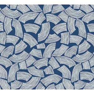 Elements Indigo Blue Scribbled Arches Geometric Non-Woven Paper Washable Wallpaper