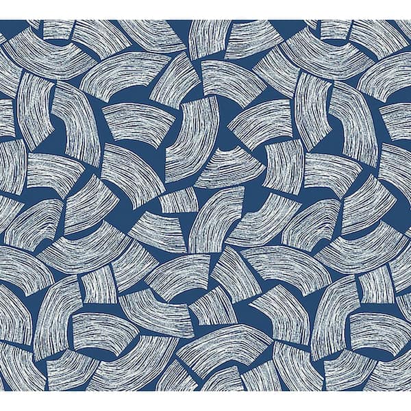 OhPopsi Elements Indigo Blue Scribbled Arches Geometric Non-Woven Paper Washable Wallpaper
