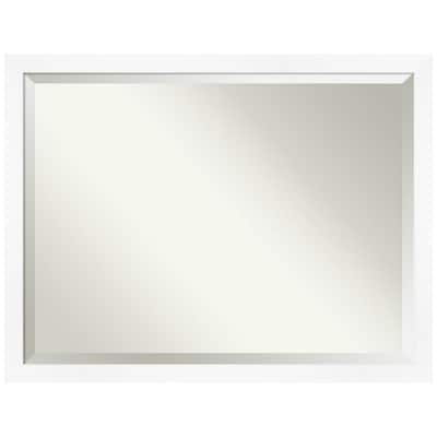Amanti Art Medium Rectangle Matte White Beveled Glass Modern Mirror (25 ...