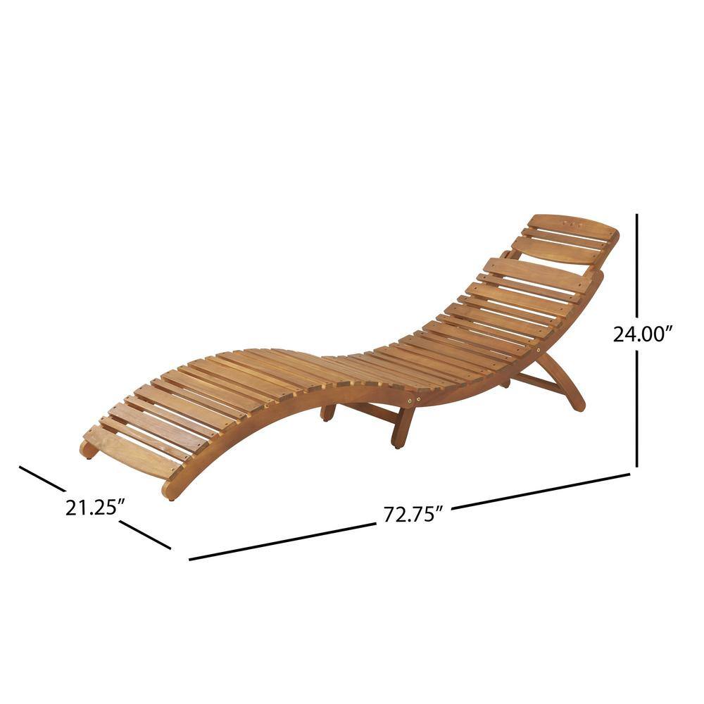 Natural Acacia Wood Outdoor Folding Chaise Lounge Set