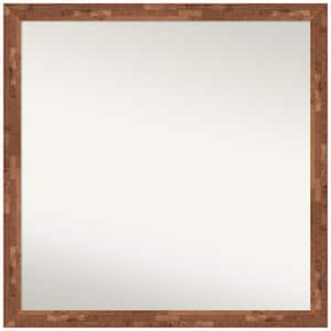 Fresco Light Pecan 28.5 in. x 28.5 in. Non-Beveled Farmhouse Square Wood Framed Wall Mirror in Brown