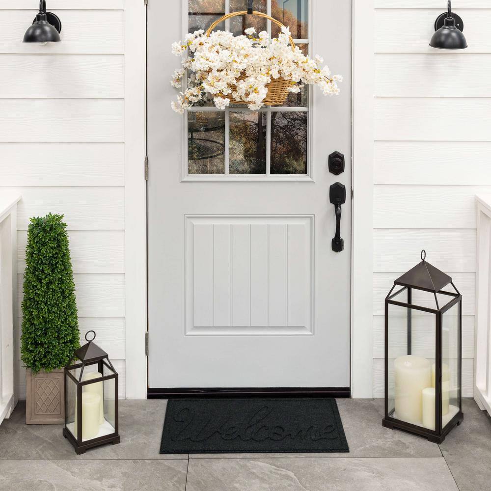 Big Welcome Black Outdoor Recycled Rubber Door Mat