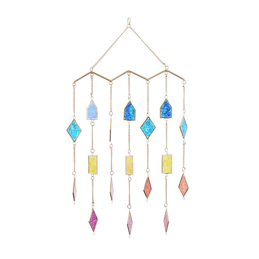 Novogratz 29 in. Multi Colored Metal Geometric Indoor Outdoor Windchime ...