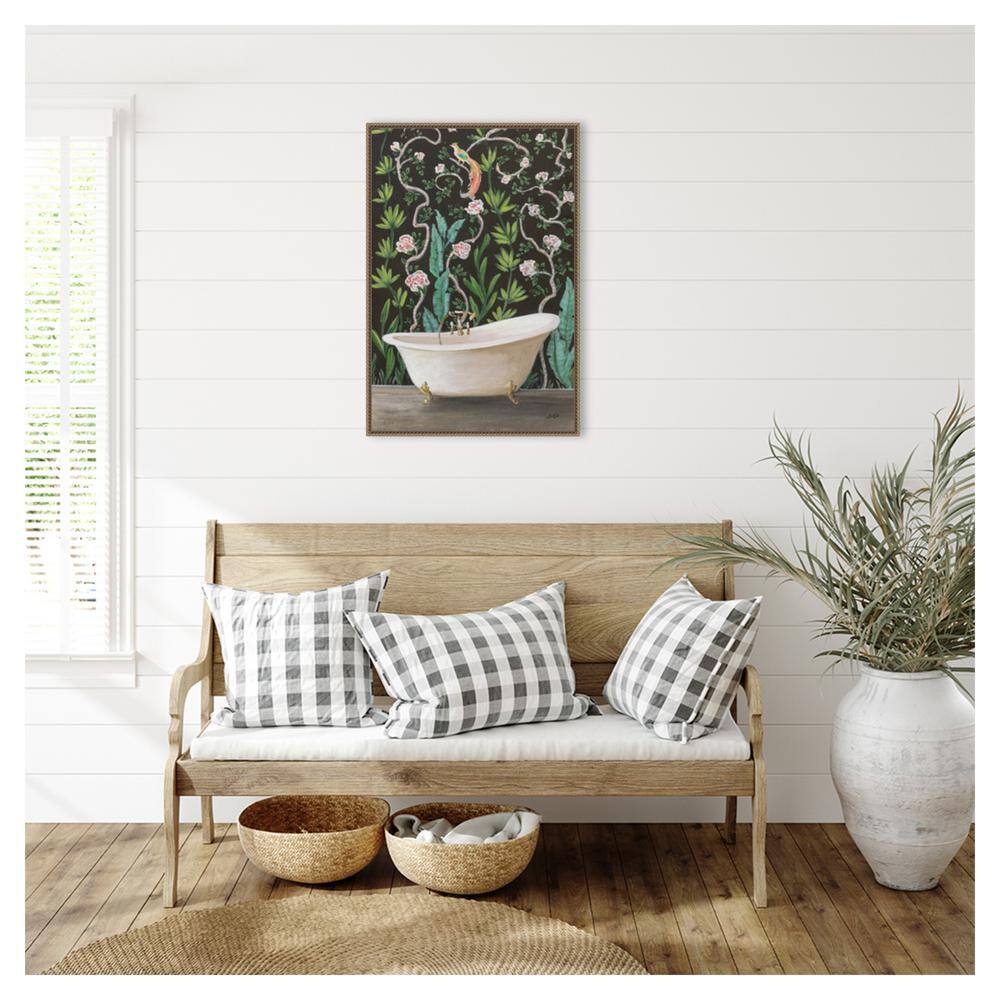 23"x33" Botanical Bath II Framed Canvas Wall Art with Bronze Frame