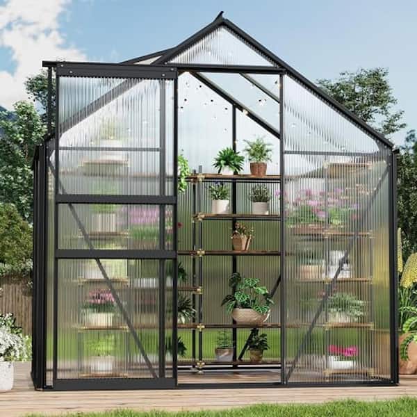 homfan 6x4 FT Heavy Duty Polycarbonate Greenhouse, Aluminum Frame