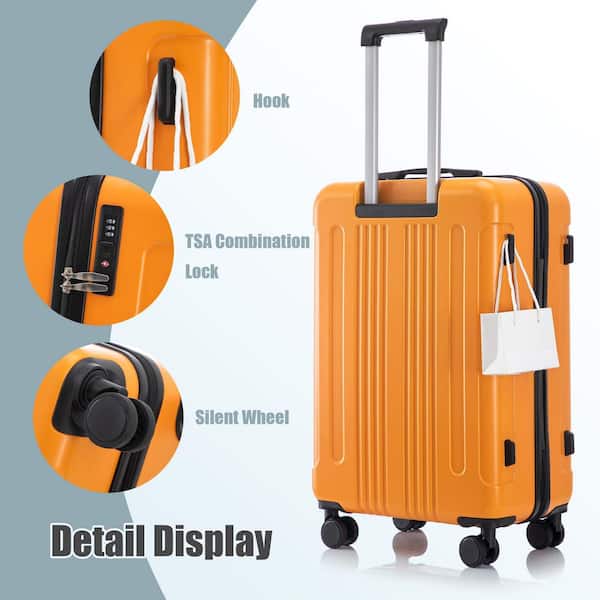 Tatahance 3-Piece Black & Orange ABS Hardside Spinner Luggage Set