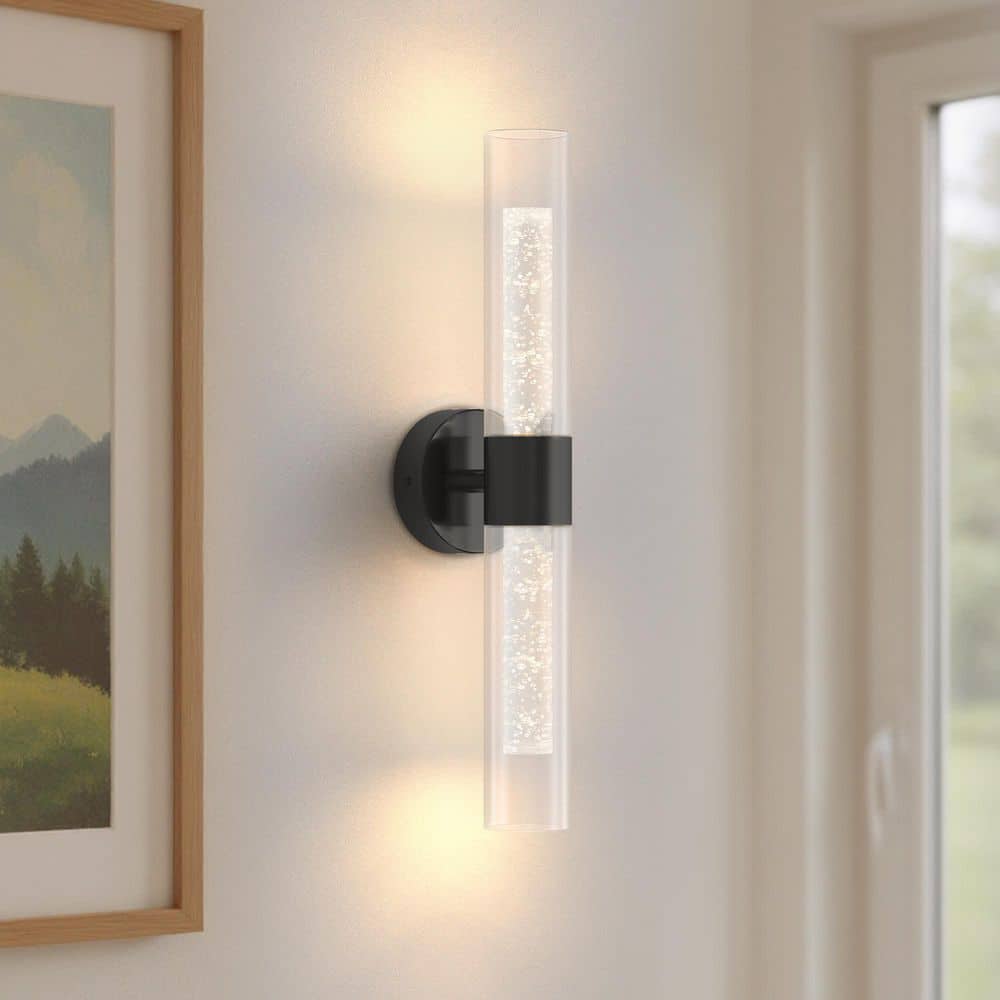 22 in. 2-Light Black Bubble Glass Wall Sconce Set of 2, Dimmable Wall Decor for Bedroom Living Room price history on PriceWatchPro
