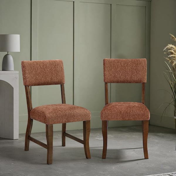 Lazzara Raven Rust Chenille Upholstery Dining Room Side Chair (Set