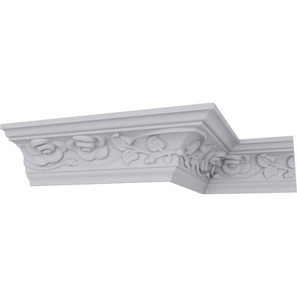 Ekena Millwork SAMPLE - 3-1/8 in. x 12 in. x 3-1/8 in. Polyurethane Rose Crown Moulding
