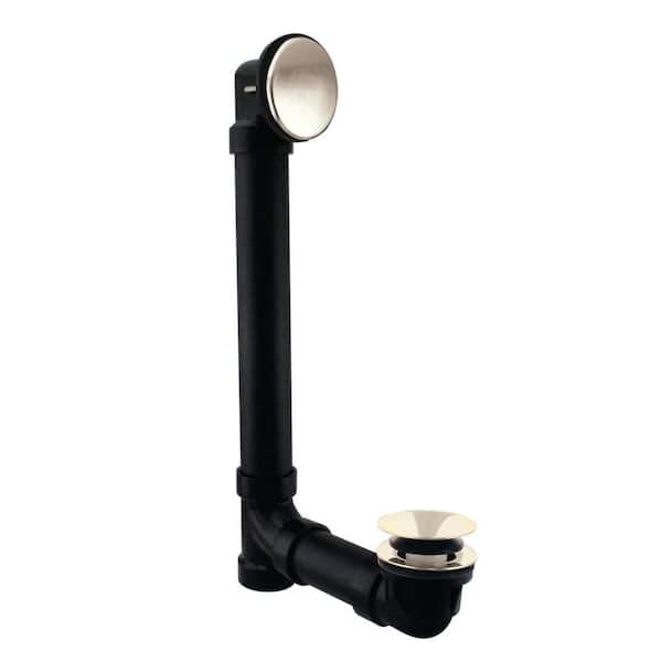 Westbrass 12 in. & 4 in. Bath Waste & Overflow with Tip-Toe Drain Plug and Illusionary Cover - Sch. 40 ABS Pipe, Polished Nickel