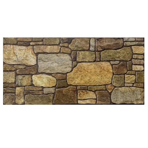4/5 in. x 3-1/4 ft. x 1-3/5 ft. Gold Brown Multi-Colored Faux Stone Styrofoam 3D Decorative Wall Paneling 5-Pack