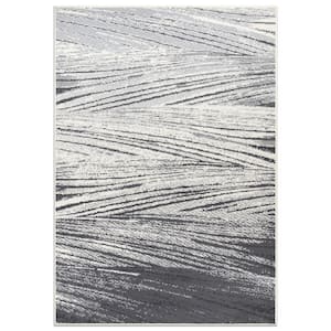 Contemporary Distressed Abstract Gray 5 ft. x 7 ft. Area Rug