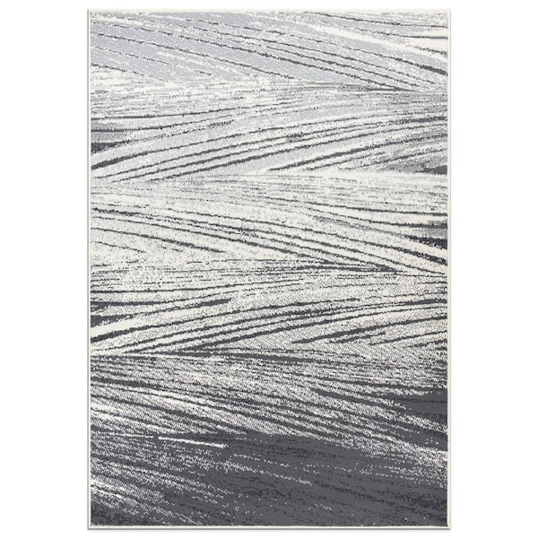 World Rug Gallery Contemporary Distressed Abstract Gray 7 ft. 10 in. x 10 ft. Area Rug