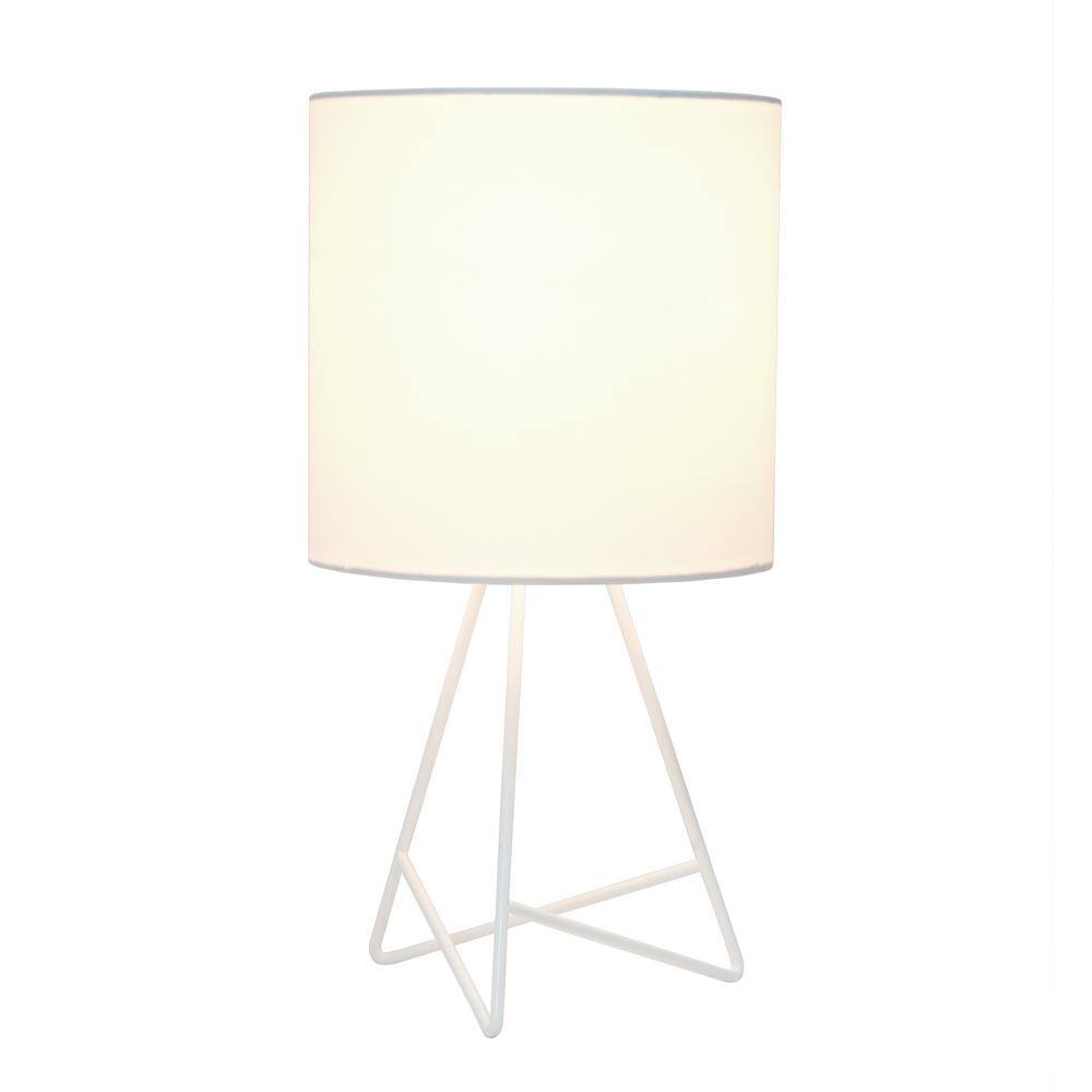 White Metal Tripod Table Lamp with Fabric Shade
