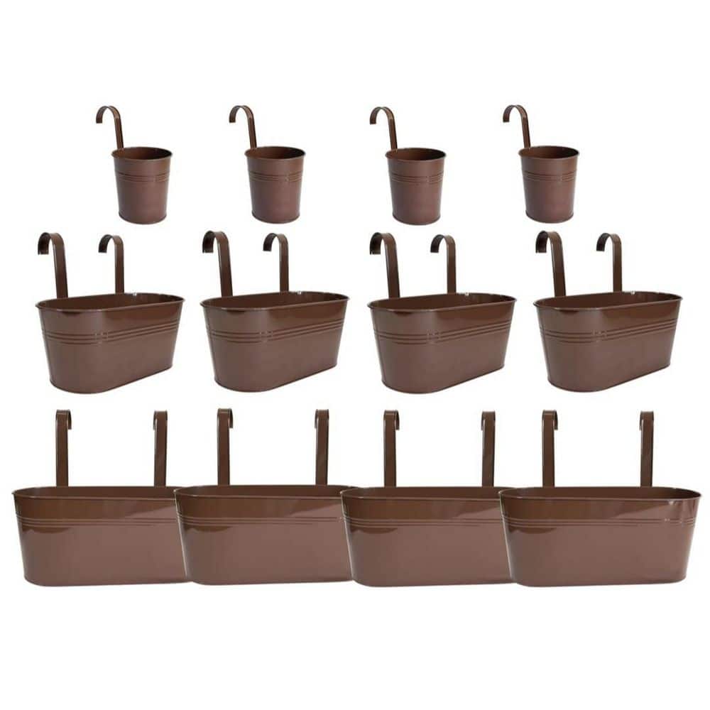 12-Pack Metal Balcony Hanging Planters, Include Railing Flower Pots, Deck Planter, and Fence Pot, for Patio Garden Decor price history on PriceWatchPro