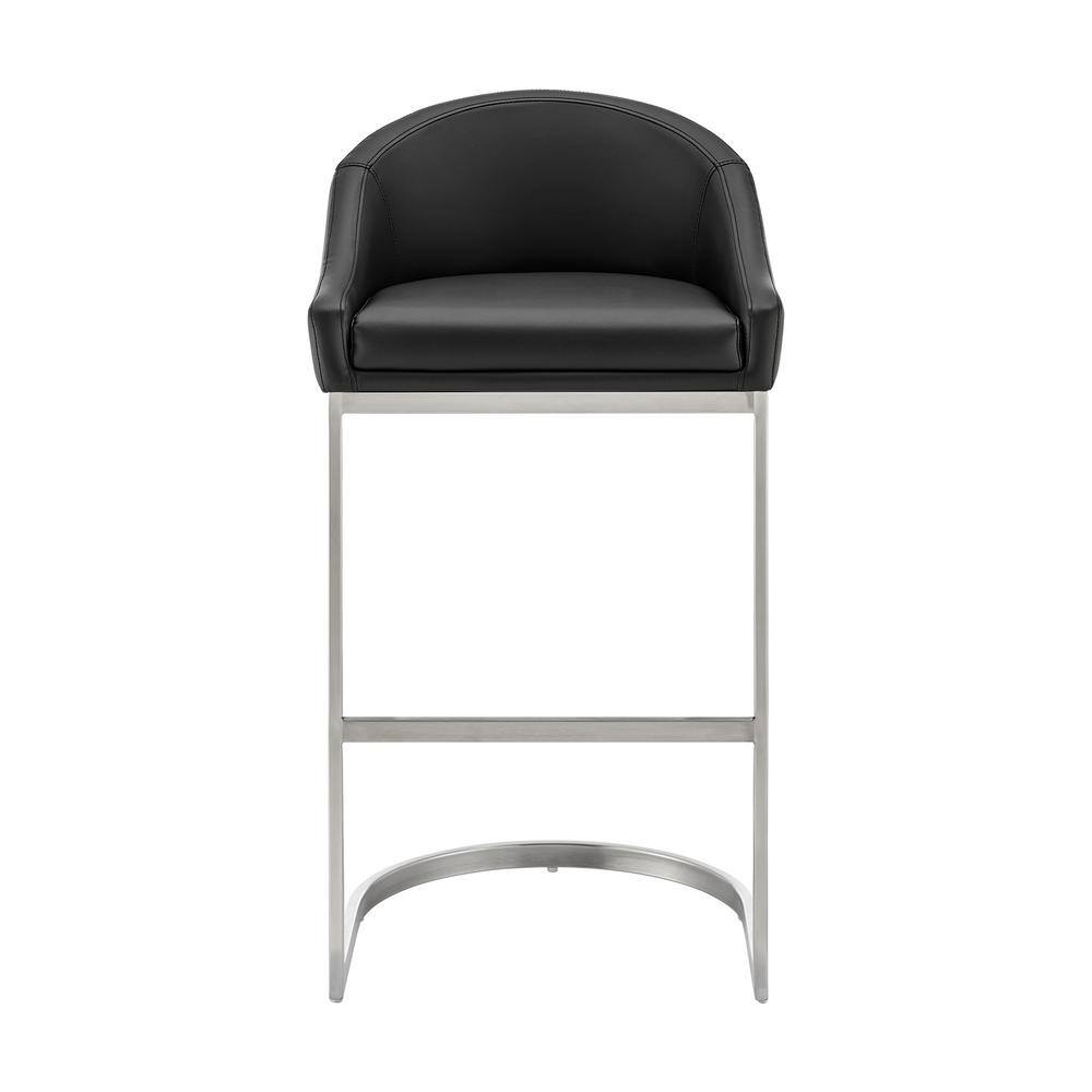 Katherine 30" Black Faux Leather and Chrome Bar Stool