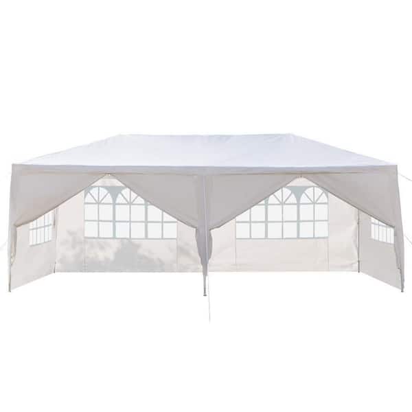 White Roof Metal Portable Carport with 6-Removable Sidewalls 20 ft. W x 10 ft. D x 8.2 ft. H