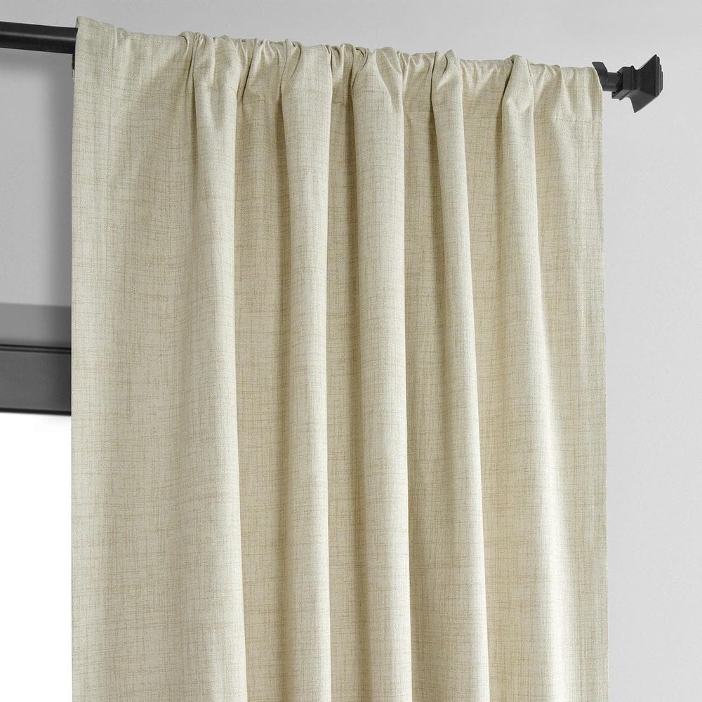 Natural Light Beige Linen Weave Blackout Curtain Panel, 50W x 96L