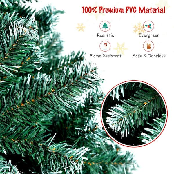 Costway 5 ft. Pre-Lit Hinged Artificial Christmas Tree Snow Flocked with 9  Modes Remote Control Lights CM23510US - The Home Depot