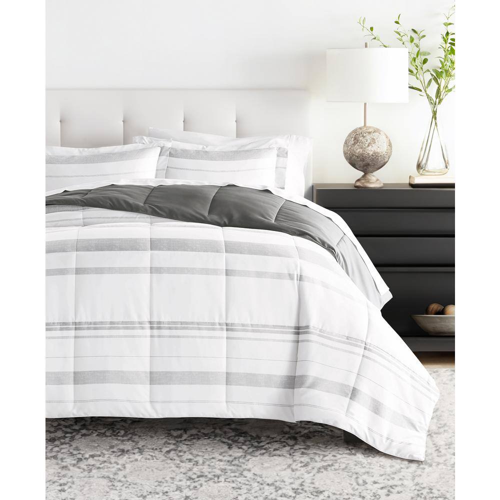 Gray Twin Reversible Down Alternative Microfiber Comforter Set