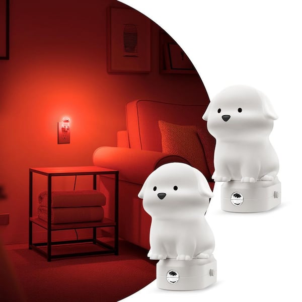 Plug-in Puppy Night Light for Kids, RGB + 3000K, Dusk to Dawn Sensor, Cute Dog Design for Bedroom, Nursery, Gift(6-Pack)
