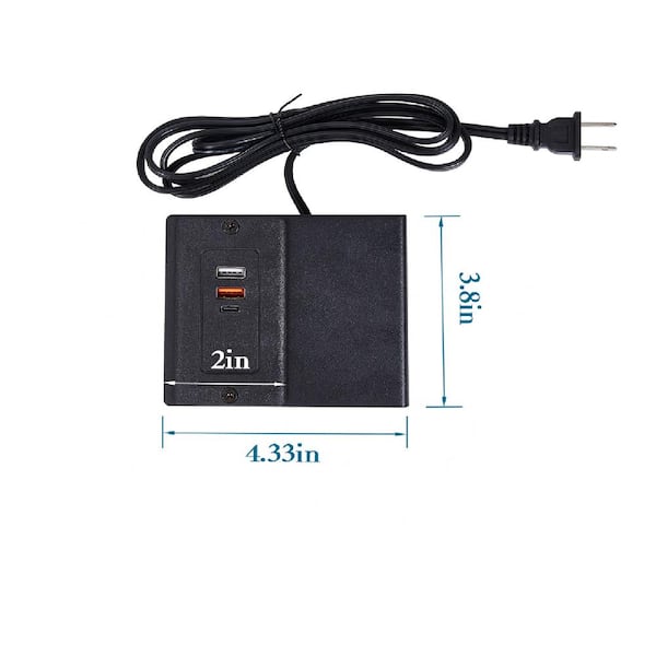 Bed Frame USB Port Set, Specialty USB Charging Station Black