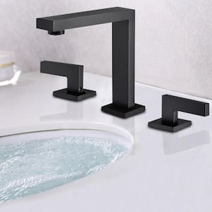 8 in. Widespread 2-Handle Bathroom Faucet with Supply Lines in Matte Black