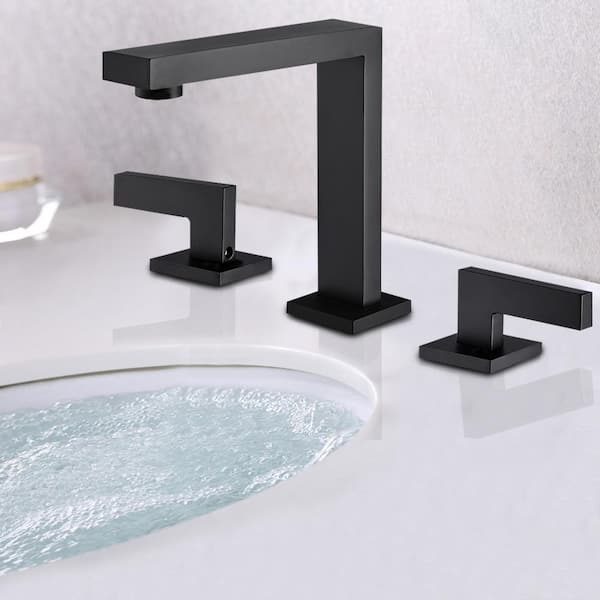 8 in. Widespread 2-Handle Bathroom Faucet with Supply Lines in Matte Black